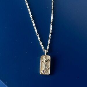 14K Gold Dipped Necklace with Genuine Amethyst Stone